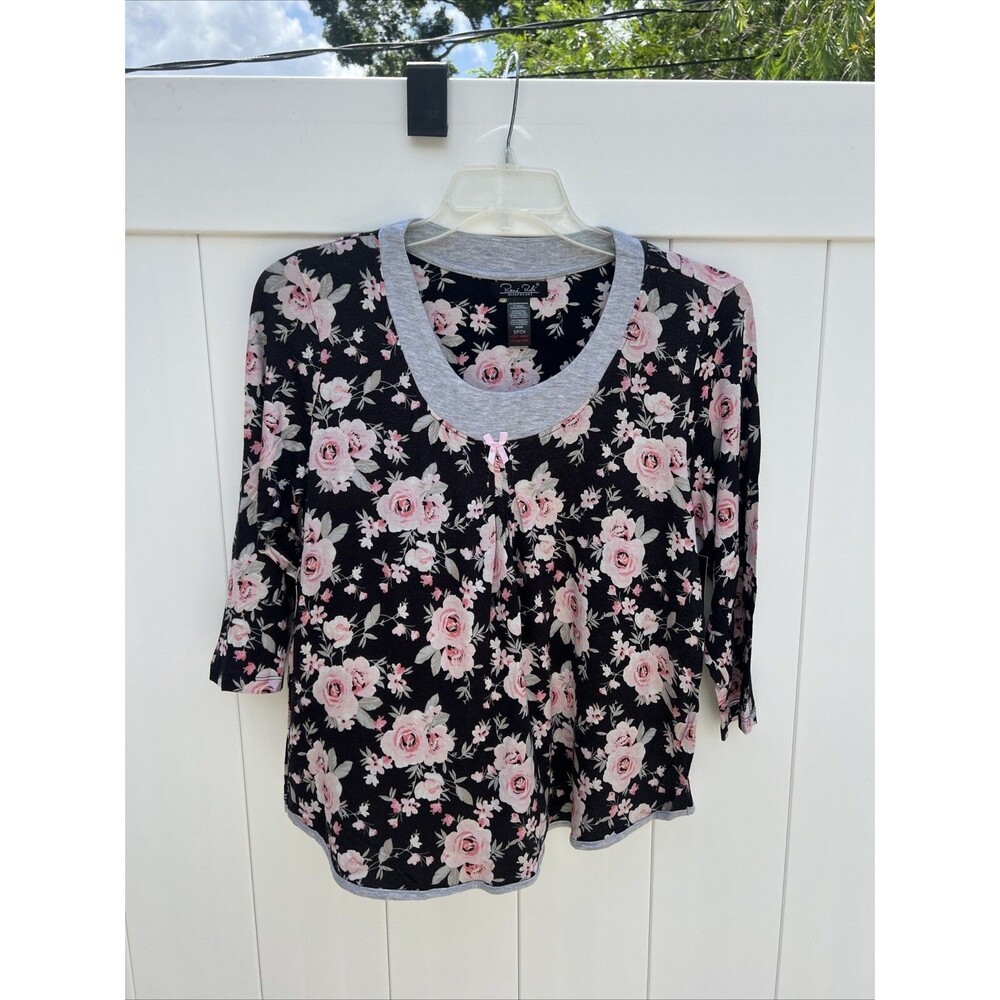Rene Rofe Women's Sleepwear Top Floral Multicolor Soft 3/4 Sleeve Sz Small NWT